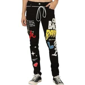 LIFTED ANCHORS Men’s Boulevard Puff Print Denim Pants Black Jeans Size 32